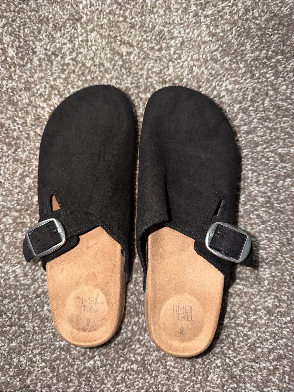 Black Slip-On Buckle Clogs